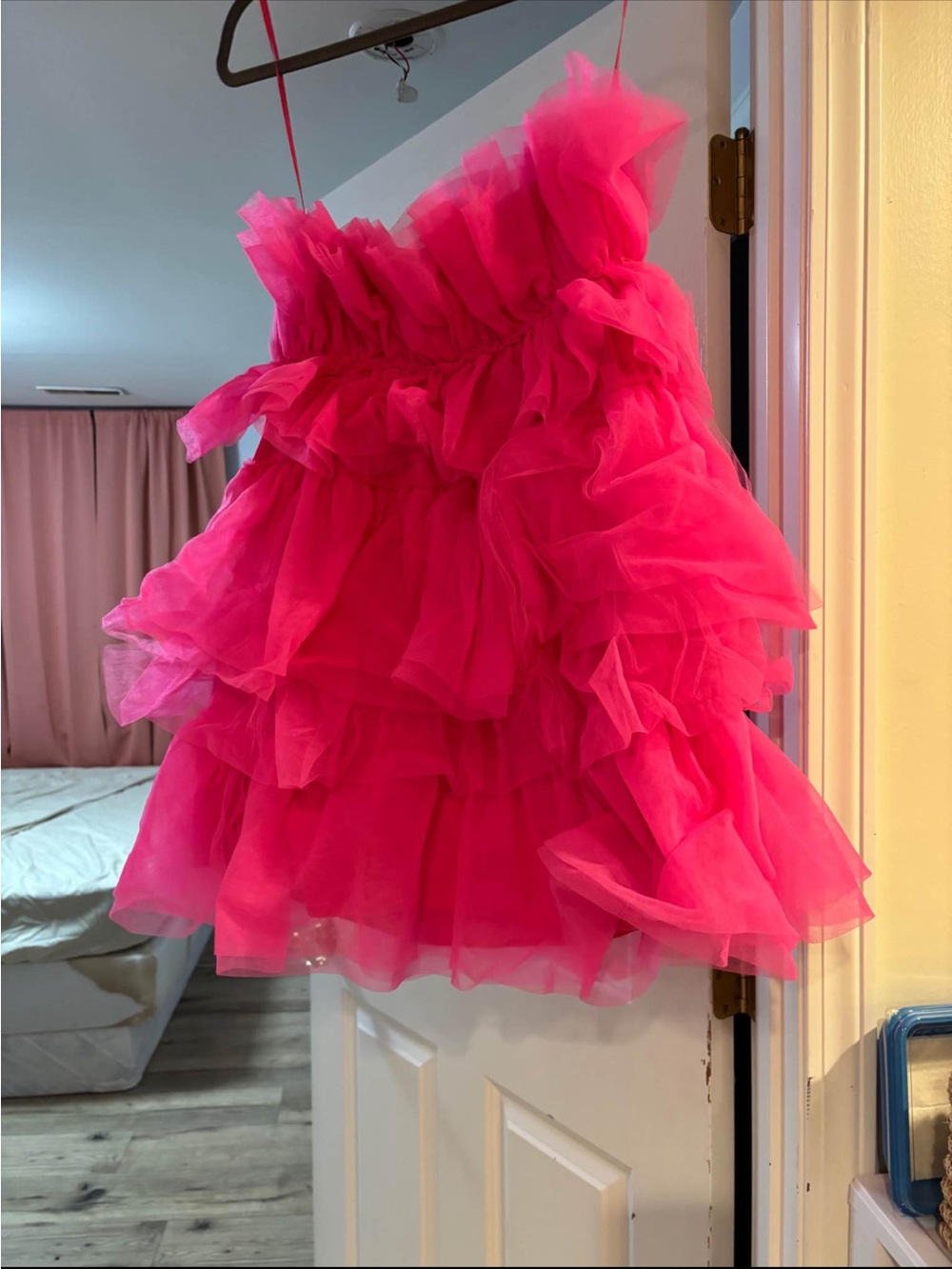 Hot Pink Ruffled Tulle Party Dress
